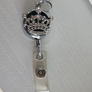 Crown Badge Reel with Rhinestones